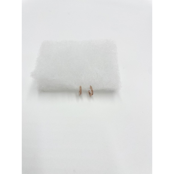 Real Diamond 14k Rose Gold Huggie Cuff Earring - Picture 11 of 12